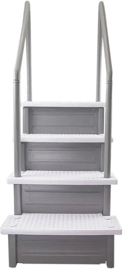 Select Anti-Slip in-Pool Steps | Gray | for Above Ground Swimming Pools | Can Mount to Decks 48" to 54" H | Safety Stairs Capacity Up to 300 lbs