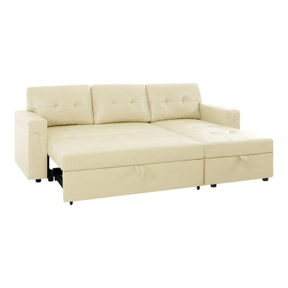 Convertible Reversible Sectional Sofa with Pull-Out Sleeper Bed, Hidden Storage Chaise, and Durable Legs