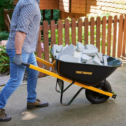 2025 True Temper R6STFFEC 6 cu. ft. Barrow in a Box Steel Wheelbarrow with Never Flat Tire and Steel Handles