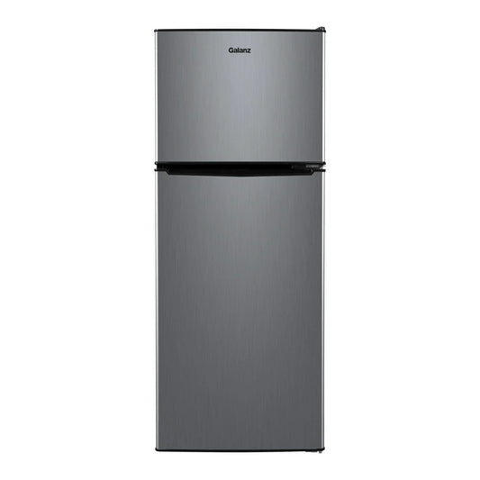 Galanz 4.6. Cu ft Two Door Mini Refrigerator with Freezer, Stainless Steel