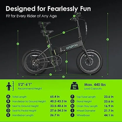 Oraimo 750W-1000W Electric Bike, Up to 45 Miles 557Wh Hidden Li-ion Battery, 7 Speed Gear