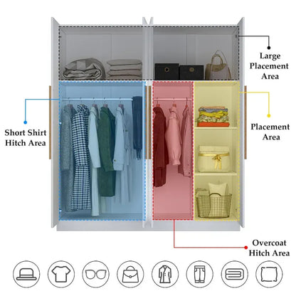 Modern Freestanding Solid Wood Wardrobe Closet With Storage Shelves