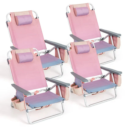 Costway 4-Pack Folding Backpack Beach Chair 5-Position Outdoor - See Details
