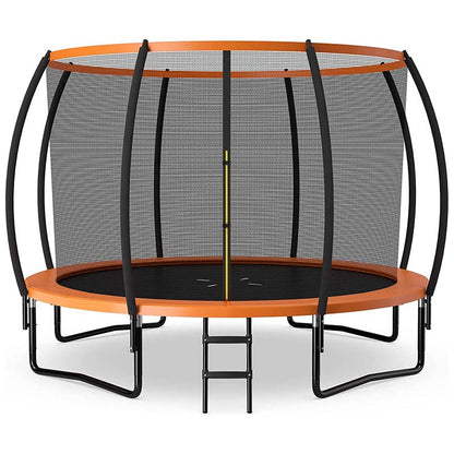 8/10/12FT ASTM Approved Outdoor Large Recreational Trampoline with Ladder & Enclosure Net Safety Pad