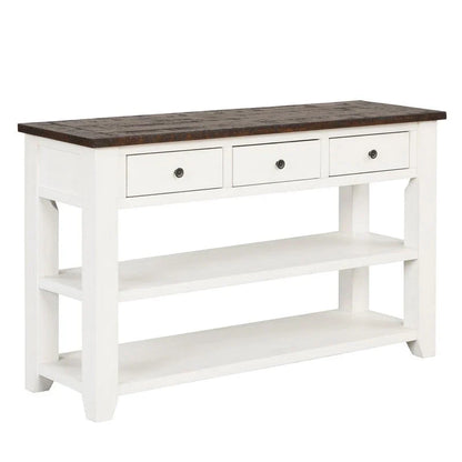 Wood Console Table with 3 Storage Drawers and 2 Shelves
