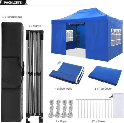 COBIZI 10x20 Heavy Duty Pop up Canopy Tent with 6 sidewalls Easy Up Commercial Outdoor Canopy Wedding Party Tents for Parties All Season Wind & Waterproof Gazebo with Roller Bag,Black(Frame Thickened)