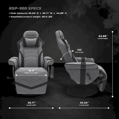Gaming Recliner - Reclining Gaming Chair with Footrest