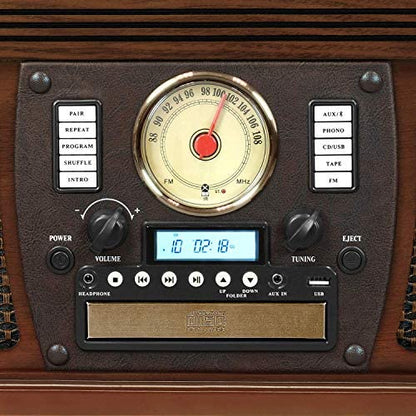 Victrola 8-in-1 Bluetooth Record Player & Multimedia Center, Built-in Stereo Speakers – Turntable, Wireless Music Streaming
