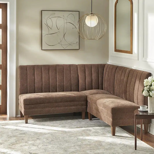 Lifestorey Kerrington 3-Piece Channel Back Upholstered Banquette Set