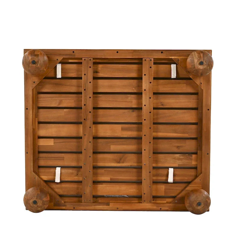 Scott Living Dulcie 4 Piece Outdoor Acacia Wood L Shape Setional Sofa with Removable Cushions