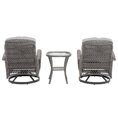 3 Pieces Outdoor Swivel Rocker Patio Chairs, 360 Degree Rocking Patio Conversation Set