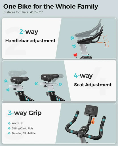 pooboo Exercise Bike, Adjustable Magnetic/Brake Pad Resistance Silent Belt Drive, Indoor Cycling Bike for Home Cardio, Fitness Stationary Bike with 350lbs/300lbs Weight Capacity &Upgraded Version Seat