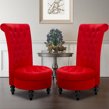 AVAWING Set of 2 Throne Royal Chair Thick Padding and Rubberwood Legs