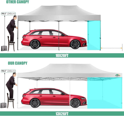 COBIZI 10x20 Heavy Duty Pop up Canopy Tent with 6 sidewalls Easy Up Commercial Outdoor Canopy Wedding Party Tents for Parties All Season Wind & Waterproof Gazebo with Roller Bag,Black(Frame Thickened)