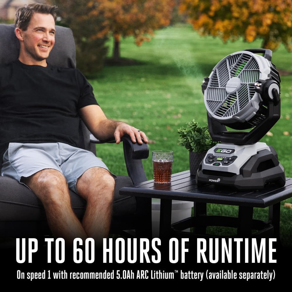 POWER+ Portable Misting Fan - 18" Outdoor Electric, 5 Speeds