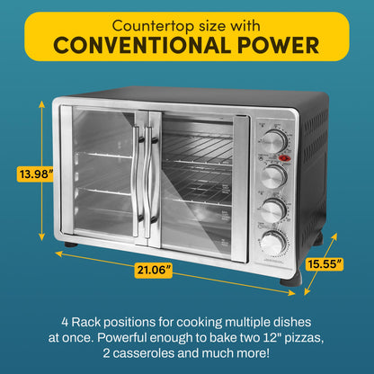 Elite Gourmet 47.5Qt, 18-Slice Convection Oven 4-Control Knobs