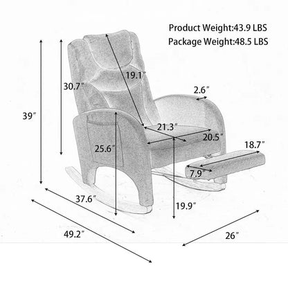 Ergonomic Fabric Nursery Rocking Chair With Adjustable Footrest
