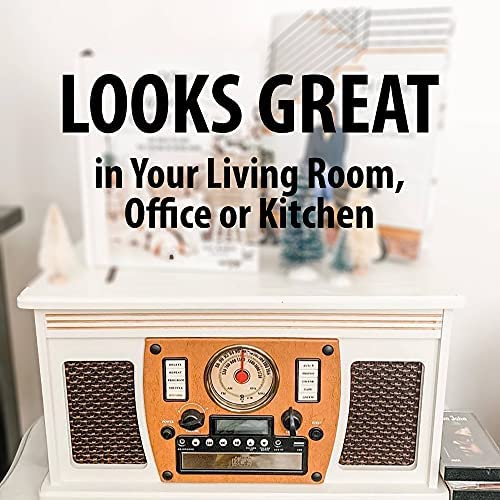 Victrola 8-in-1 Bluetooth Record Player & Multimedia Center, Built-in Stereo Speakers – Turntable, Wireless Music Streaming