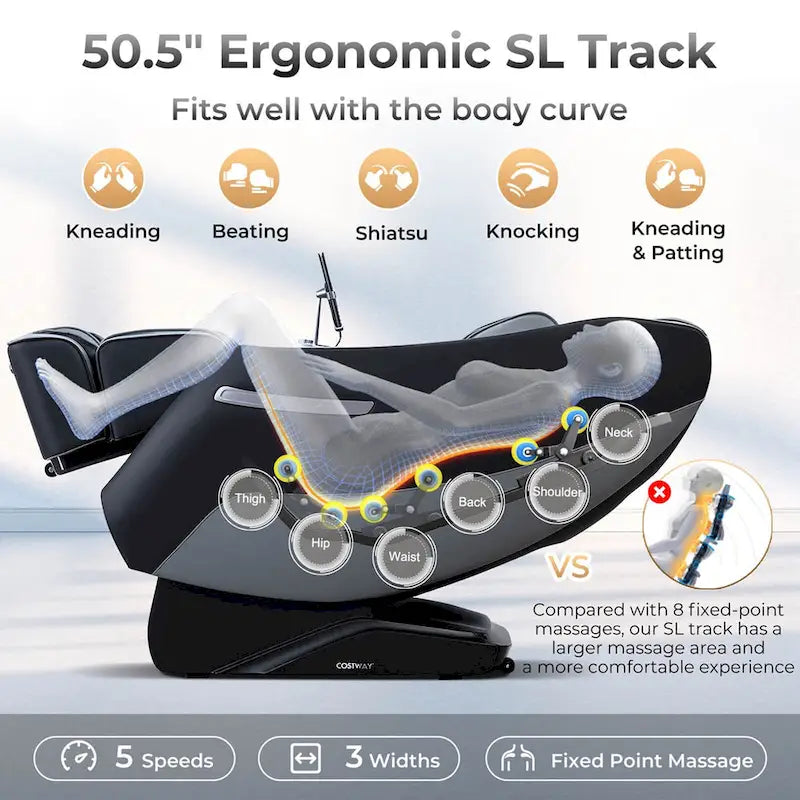 Costway Zero Gravity SL Track Full Body Massage Chair with Waist