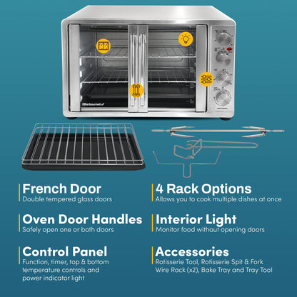 Elite Gourmet 47.5Qt, 18-Slice Convection Oven 4-Control Knobs