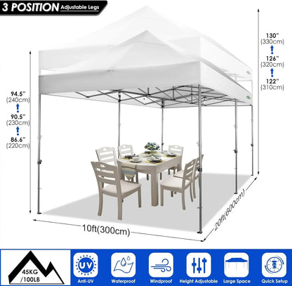 COBIZI 10x20 Heavy Duty Pop up Canopy Tent with 6 sidewalls Easy Up Commercial Outdoor Canopy Wedding Party Tents for Parties All Season Wind & Waterproof Gazebo with Roller Bag,Black(Frame Thickened)