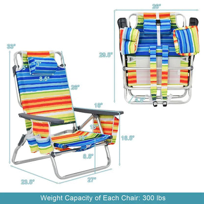 Costway 4-Pack Folding Backpack Beach Chair 5-Position Outdoor - See Details