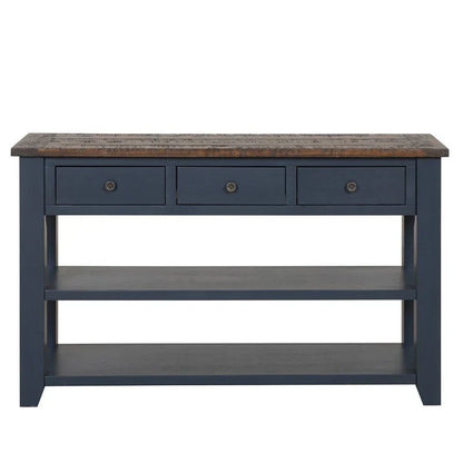 Wood Console Table with 3 Storage Drawers and 2 Shelves